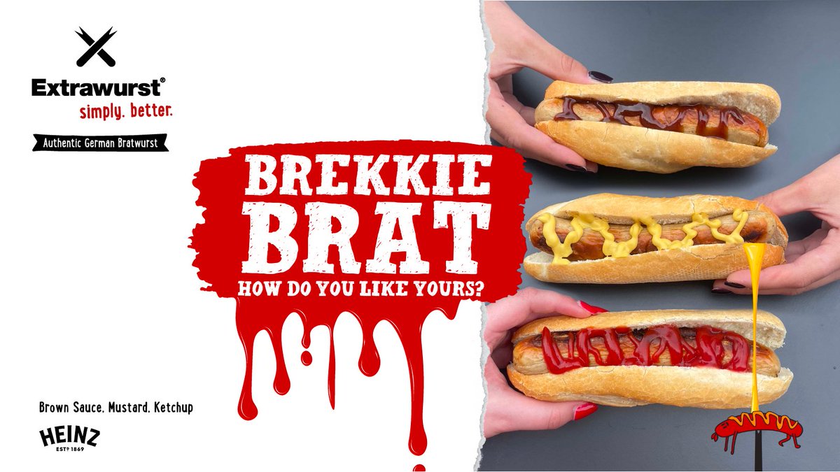 Start your week off with a Brekkie Brat!

Pair your freshly made brat in a bun &amp; choice of sauce with a drink (hot or cold) from just £3.25

How do you like yours? #brownsauce #mustard #ketchup

Breakfast menu served until 12pm
#breakfastofchampions