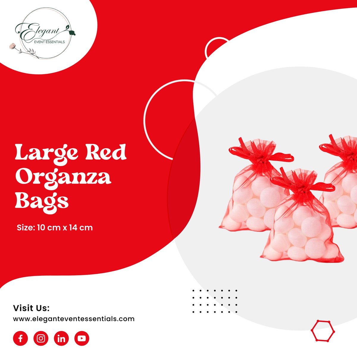 ElegantEventE's tweet photo. Present your gifts to the guests in a more regal and spectacular way. Order these Large Red #OrganzaBags to pack your gifts in and match them to showcase your opulent style.

#ElegantEventEssentials #Craftshop💃🏻 #decoration #wedding🍸 #gifts #Customdecoration #ordernow #classy https://t.co/po5aup7tXH