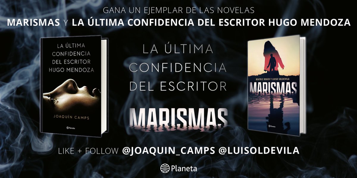 ¡Sorteamos un ejemplar de las novelas “La última confidencia del escritor Hugo Mendoza” y “Marismas”! 

¿Las quieres? RT y seguir a <a href="/joaquin_camps/">Joaquín Camps</a> @luisoldevila

Tienes hasta el domingo 9 de octubre a las 23.59h. ⏰

*El concurso es válido para audiencias del territorio español.