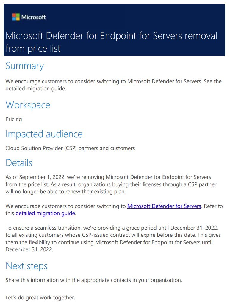 securityfreax's tweet image. MDE for Servers will are longer be sold. Instead you need to buy Microsoft Defender for Servers through Azure. Microsoft is forcing customers to move toward Azure, whether they like it or not. 

Shitstorm incoming.