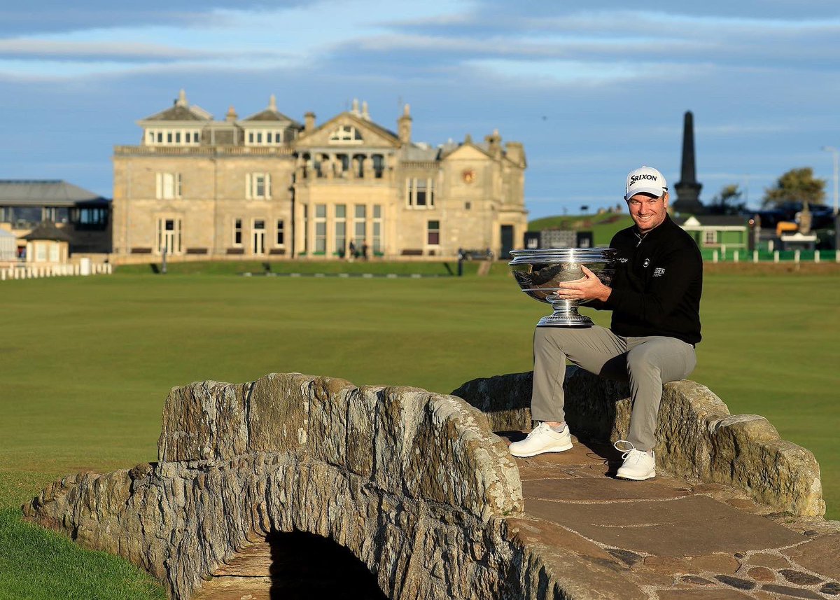 Cannonball63's tweet photo. How much  @ShaneWarne is smiling looking I can only begin to imagine. Fantastic and very special win for @ryanfoxgolfer @dunhilllinks sport has this habit of making dreams come true #ripwarnie @SrixonGolf @petermillar @GettySport https://t.co/LcbvMd2G3i