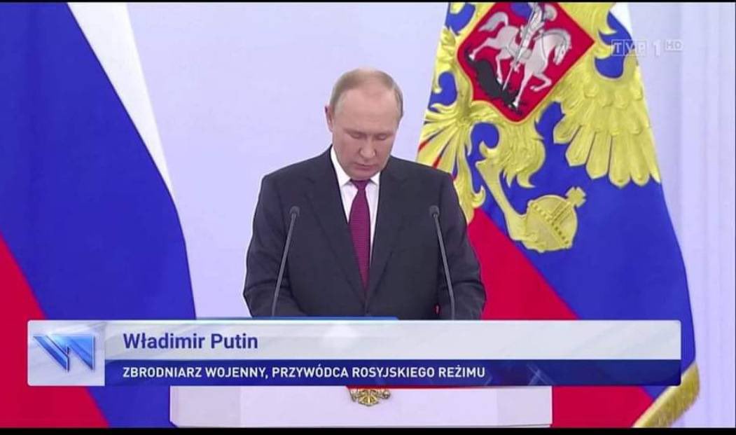 A Polish state TV channel captions Putin as 
"a war criminal, a leader of the Russia's regime" 👍

Every single media of the free world should do the same instead of calling him politely "president"