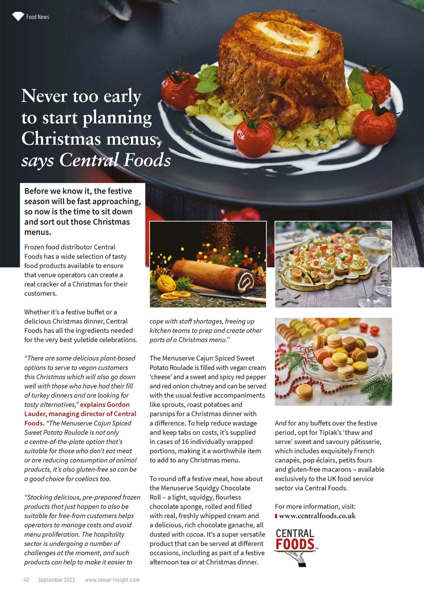 CentralFoods's tweet photo. Looking for #xmasmenu ideas? ๐๐
Take a look @ our suggestions on pg 40 of the latest issue of @VenueInsight ๐ Read the full mag here: https://t.co/GyBtQlKJJ0
#makingyourlifeeasier #christmasiscoming #frozen #catering #foodservice #cheflife https://t.co/JSlhTlimex