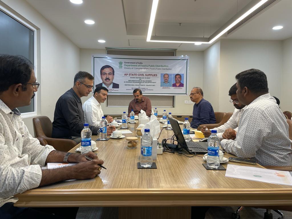 Sh Sudhanshu Pandey,IAS @Secretary_DFPD ,chaired meeting with GoAP, GM FCI AP, RM CWC AP and others  <a href="/Tirupati/">Tirupati Mullick</a> discussed issues related  to procurement  and implementation of schemes  to  strengthen agro economy of AP.<a href="/FCI_India/">Food Corporation of India</a> <a href="/fooddeptgoi/">Department of Food & Public Distribution</a>  <a href="/PiyushGoyalOffc/">Piyush Goyal Office</a> <a href="/fcisouthzone_pr/">FCI ZO South</a>