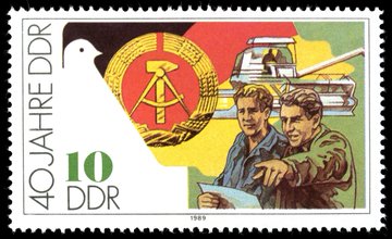 GermanAtPompey's tweet photo. 3 October 1989: stamps issued in East Germany to mark 40 years of the GDR. But exactly one year later... https://t.co/0n2RiunGeD