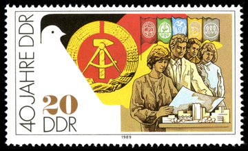 GermanAtPompey's tweet photo. 3 October 1989: stamps issued in East Germany to mark 40 years of the GDR. But exactly one year later... https://t.co/0n2RiunGeD
