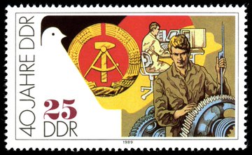 GermanAtPompey's tweet photo. 3 October 1989: stamps issued in East Germany to mark 40 years of the GDR. But exactly one year later... https://t.co/0n2RiunGeD