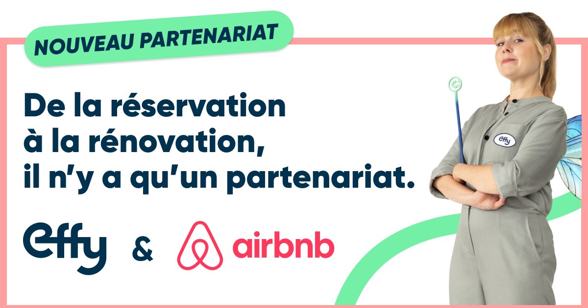 🤝 Nous nous associons à <a href="/airbnb_fr/">Airbnb France</a> pour accélérer la rénovation énergétique des logements en France⚡️! Ce nouveau partenariat permettra aux hôtes d’obtenir une aide supplémentaire d’au moins 1000 €💰 pour financer leurs travaux 👉 bit.ly/EffyxAirbnb