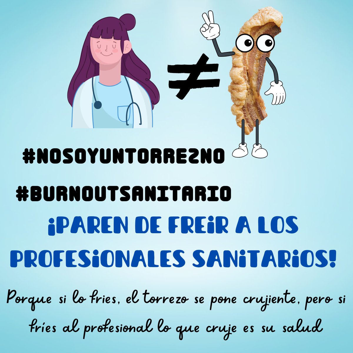 DoctorSITHo's tweet photo. Declaro el día 1 de Noviembre de 2022 como Primer Día Internacional de #NoSoyUnTorrezno, un día para denunciar el #BurnoutSanitario y explicar a nuestros políticos y administraciones públicas las diferencias entre un torrezno y un profesional sanitario... sigue... https://t.co/GltaQbprGU