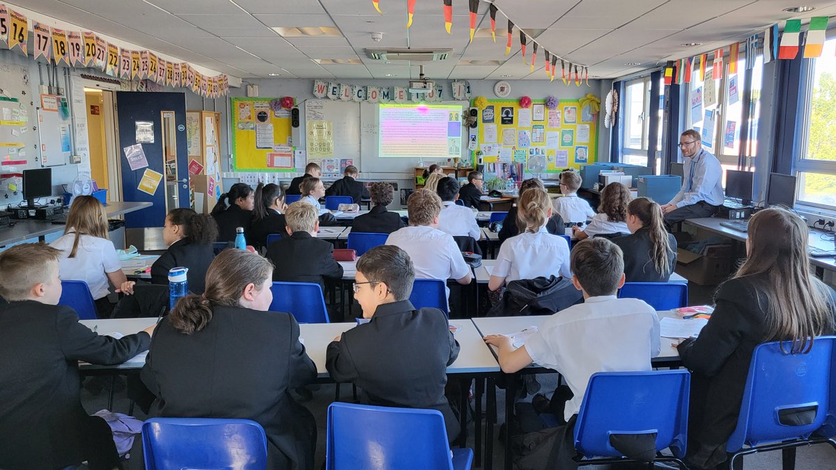 Here we can see our Year 7's working hard in their German class.

We spoke to a pupil in the lessons and she said she finds German fun because they didn't learn it in Primary School.

It is so wonderful to know our pupils are enjoying their new subjects!