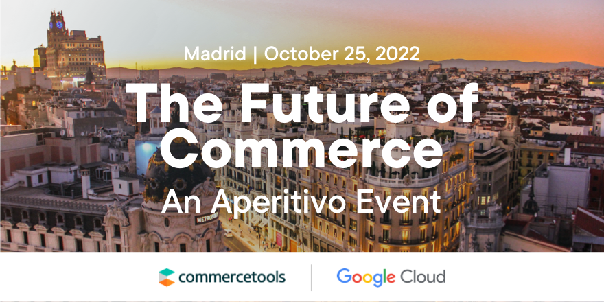 commercetools's tweet photo. #LetsTalkCommerce on October 25th! If you're in the Madrid area, join forward-thinking experts from @GoogleCloud and @commercetools for rooftop drinks and insightful discussions on why #ComposableCommerce is the #future for retailers and businesses.
🎟 https://t.co/ykWykjE2Sw https://t.co/s1vkYPqmbl