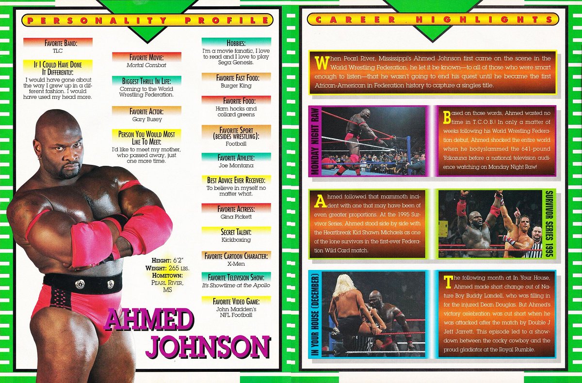 WWF Magazine Personality Profile of Ahmed Johnson from April, 1996. 💪🏿 #WWF #WWE #Wrestling #AhmedJohnson