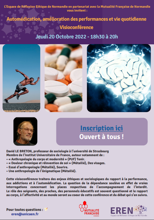 💻 [INSCRIPTION] 💻
Jeudi 20 Octobre en partenariat avec la #Mutualité Française de #Normandie nous organisons une #visioconférence sur le #dopage et l'#automédication avec le Pr. David LE BRETON

Pour vous inscrire c'est ici ! 📝
 enquetes.unicaen.fr/index.php/6482…