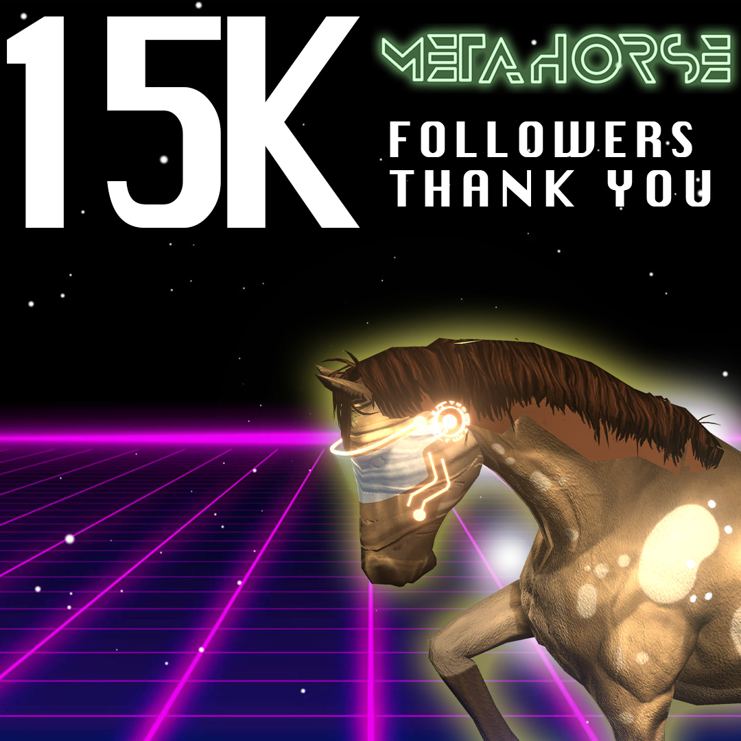 MHORSE_official's tweet photo. We have now hit 15K Followers, thank you🎉

#METAHORSE #メタホース
#P2E #P2EGame #NFTgame 
#NFT #NFTcollector
#SPECTREchain #SPECTRE $SPC https://t.co/HUylaeWxvN