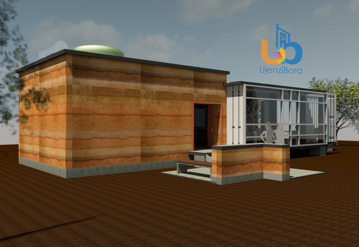 UjenziBora's tweet photo. Hello October…Happy new month!✨

Inspired by Maasai architecture, 
here’s Rammed earth🛖 and a Shipping Container combo. The best part?

Good lighting☀️
Local Materials &amp; Labour🧱
Visible Greens🏕
Great Thermal Properties🌡

#SketchItBuildIt 
#BuildSlowly
#Design 
#Monday https://t.co/XMVvANR13p