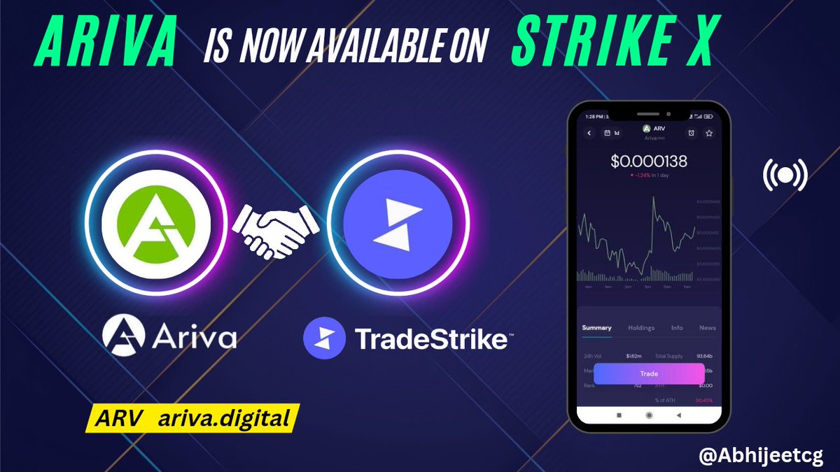 Abhijeetcg's tweet photo. 📢 @ArivaCoin $ARV is now available on @TradeStrikeBVI 🤝🤝

🪐 #StrikeXWallet provides many useful tools for retail investors to succeed in digital markets 🚀🚀

🌐 https://t.co/hujoa43m3X 

#Ariva #ARV #ArivaFamily #Crypto #altcoin #Metaverse #Web3 #BNB $ARV https://t.co/sA826pEpM3