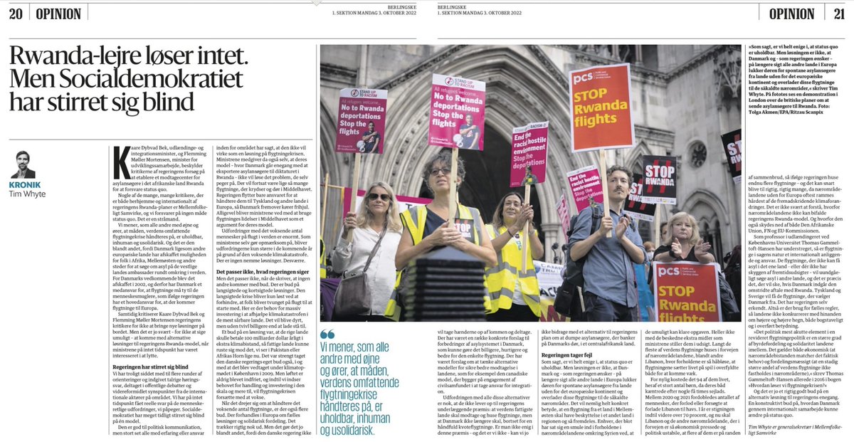 Mange politiske kommentatorer mener at det er dumt at de Radikale har sat foden ned overfor #Rwanda-projektet. De skal være pragmatiske må vi forstå.

Jeg er uenig.

Faktisk bør flere i #dkpol sige fra.

En 🧵og et debatinlæg i <a href="/berlingske/">Berlingske</a>👇
berlingske.dk/kronikker/rwan…