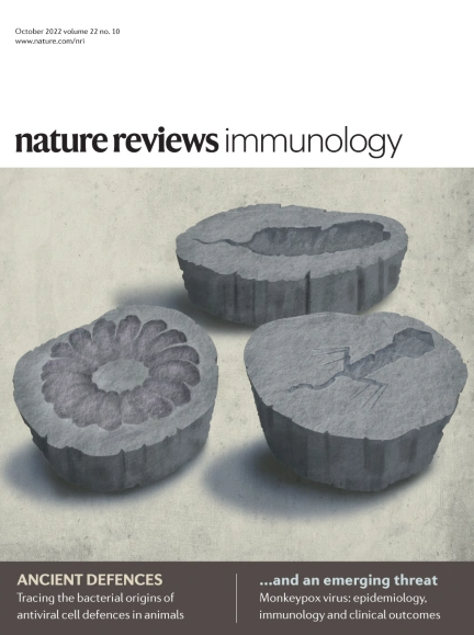 The October cover is inspired by a Review from @SorekLab that describes components of antiviral immunity that are conserved from bacteria to humans. 'Bacterial origins of human cell-autonomous innate immune mechanisms' go.nature.com/3xqFY9q