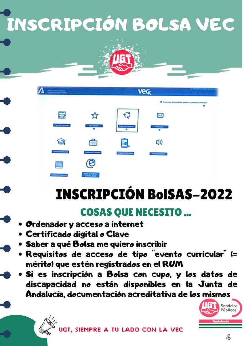 UGTHUVRocio's tweet photo. ¡¡¡Todo lo que necesitas saber para la inscripción en Bolsa en la VEC!!!
#vecsas #ugthuvr #bolsas #sanidadpublica https://t.co/CwQoz2SFeu