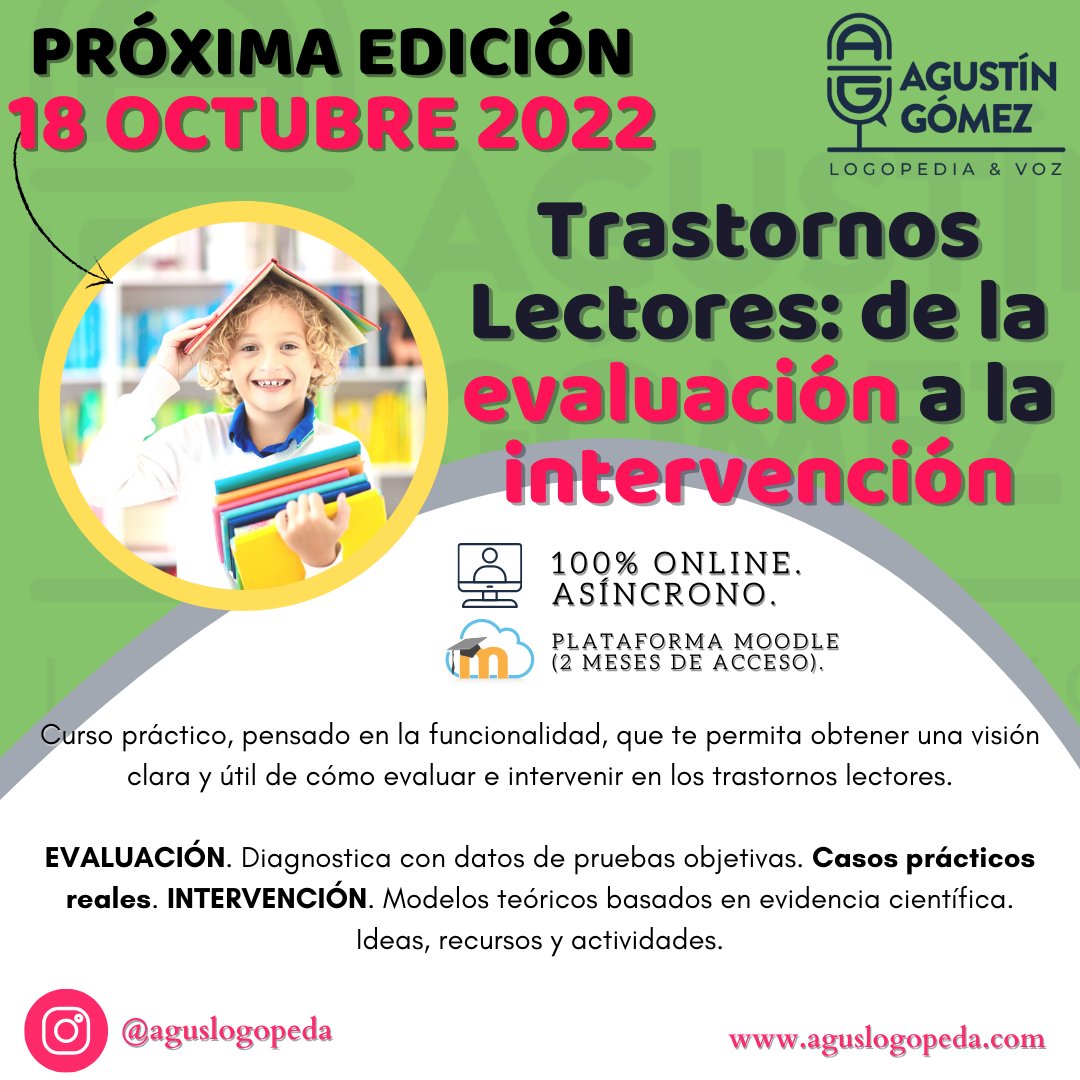 AgusGTS's tweet photo. ¡¡En marcha!!
🖥️ MODALIDAD 100% OnLine y Asíncrono 🖥️
E-MAIL ✉️: agustingomezlogopeda@gmail.com
WHATSAPP 📲: +34 644 26 64 04
Más info en: https://t.co/lsTzLHDfg8
#logopedia #logopeda #psicología #psicólogo #dislexia #disgrafía #lectura #escritura #prolec #prolexia #edicole https://t.co/TgN8X7lmD7