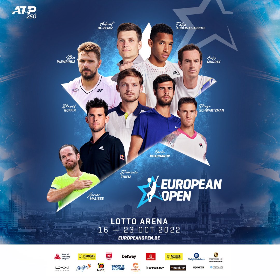 😍LOOK AT THIS ENTRY LIST😍

Our official poster never looked this good! With Murray, Goffin and many many others ⭐️

Don’t forget to buy your tickets because they are selling fast ‼️

europeanopen.be/tickets/