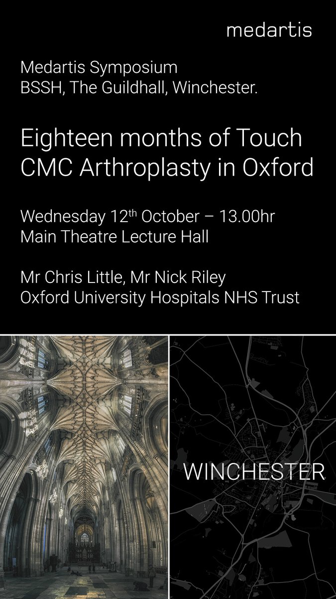 Medartis UK (@medartis_uk) on Twitter photo At 1pm Wednesday 12th October – Please stay seated in the Main Lecture Hall to join us for our CMC symposium with <a href="/oxford_hand/">Chris Little</a> & <a href="/hand_specialist/">Nicholas Riley</a> at #BSSH, Winchester. #HandSurgery <a href="/BSSHand/">British Society for Surgery of the Hand</a> <a href="/Medartis_Global/">Medartis</a> At 1pm Wednesday 12th October – Please stay seated in the Main Lecture Hall to join us for our CMC symposium with <a href="/oxford_hand/">Chris Little</a> & <a href="/hand_specialist/">Nicholas Riley</a> at #BSSH, Winchester. #HandSurgery <a href="/BSSHand/">British Society for Surgery of the Hand</a> <a href="/Medartis_Global/">Medartis</a>