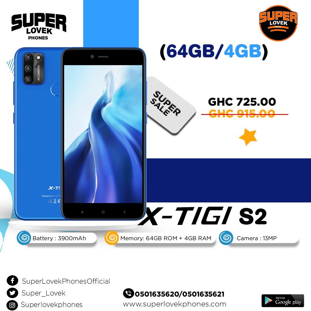 super_lovek's tweet photo. X-TIGI S2 now available at superlovek Phones.
Call 0501635620 / 0501635621 to place your order

#superlovekphones #xtigi https://t.co/73Ix46Gq1F