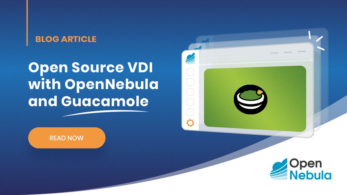 opennebula's tweet photo. Discover now how to set up your own #Virtual #Desktop #Infrastructure with #OpenNebula thanks to our integration with @ApacheGuacamole, the powerful remote desktop gateway! ➡️ https://t.co/haG7acQdal 🤓 #opensource #VDI #HTML5 #VNC #RDP #cloudcomputing 🚀 https://t.co/C9Uy9xm2Zj