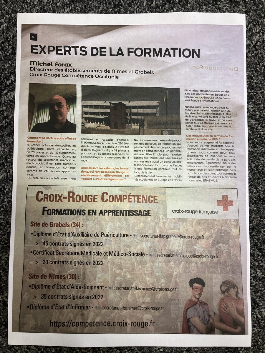 FormProCRF's tweet image. Mise à l’honneur de nos formations 🏥 sur #Nimes et #Grabels avec le témoignage de Michel Forax 👨‍💼 dans le @Midilibre et focus sur l’#apprentissage des métiers du #sanitaire 👩‍⚕️🧑‍⚕️