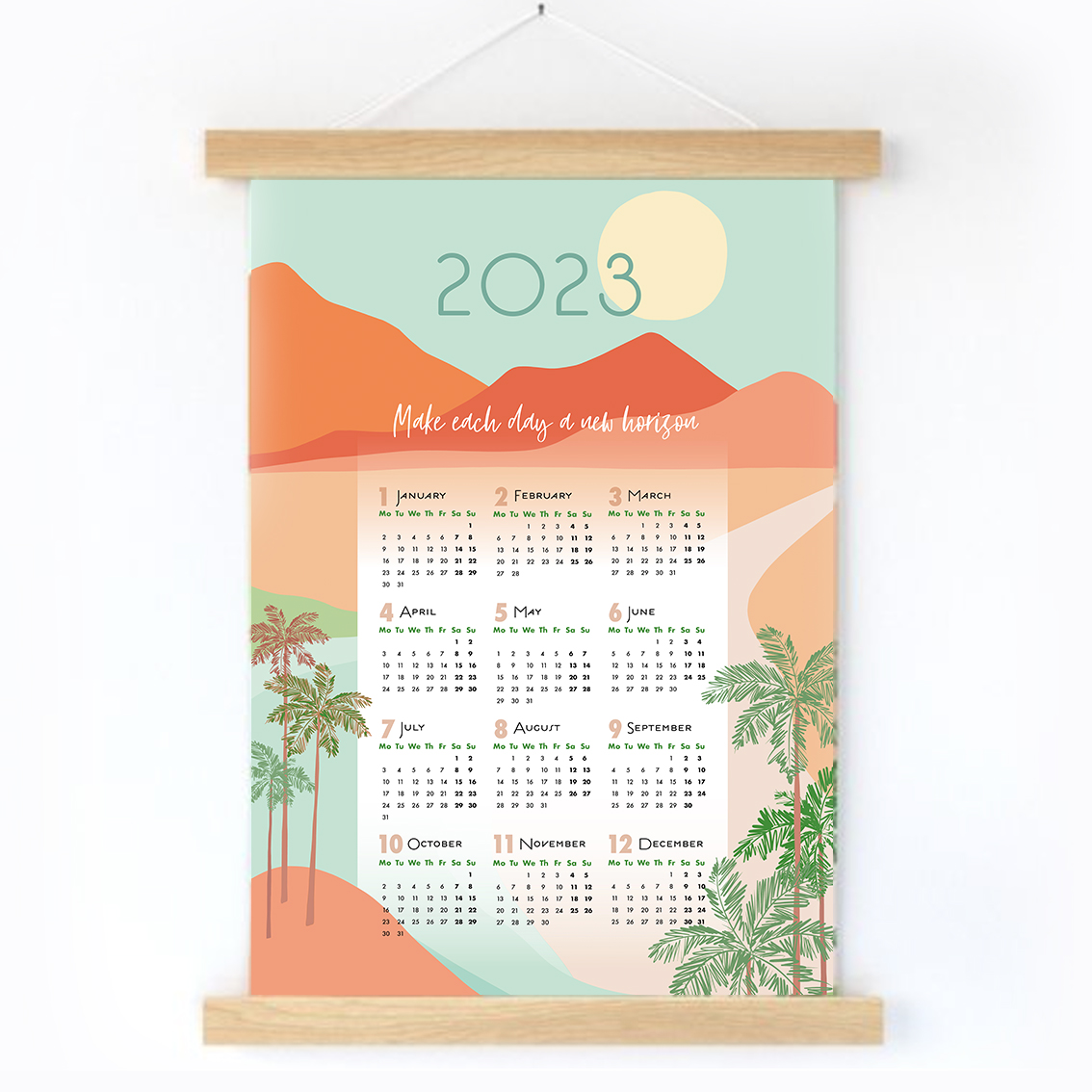 DominiqueVari's tweet photo. VOTE 'til 4 Oct for the #TeaTowel #Wallhanging #designchallenge on #Spoonflower  #THANKYOU 🙏☀️https://t.co/NCUe1CLRsl #2023calendar #Newyearcalendar #newhorizons #abstractlandscape #calendar #wallhanging #tropicallandscape #bohemiandecor #gifts #spoonflowerhome #dominiquevari https://t.co/g0GnChz3gC