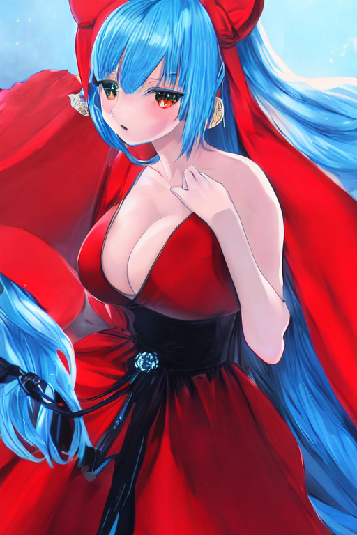 the_bad9081 『(大きな胸 赤いドレス お姫様 水色髪)』