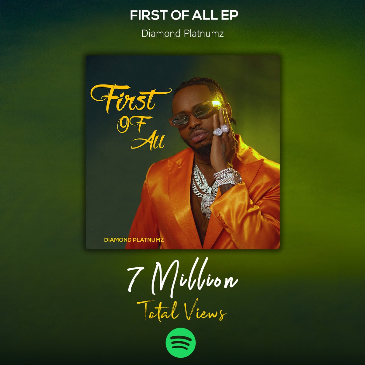 Diamondnews_'s tweet photo. @diamondplatnumz's "First Of All Ep" Surpassed 
7 Million streams on Spotify.This is the most streamed EP/ALBUM on spotify in East Africa released in 2022. #FOA #FirstofAll #FirstOfAllEp https://t.co/XodeBI2jk1