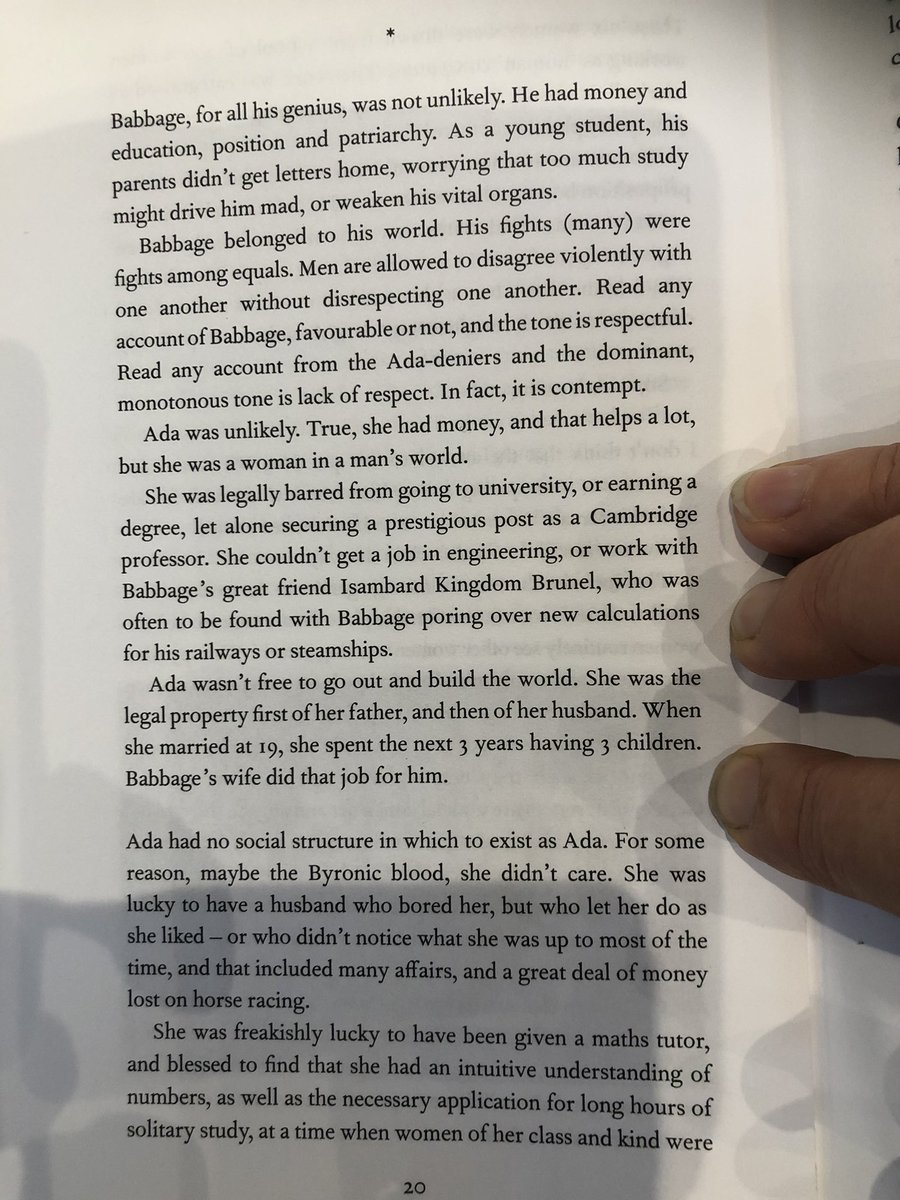 ClareSudbery's tweet photo. Reading #12Bytes and *loving* it. @Wintersonworld has such a fantastic voice.
Actually I meant that figuratively, but it's also true literally. I love seeing / hearing her interviewed, and I can hear her in my head while I read.
Here's one of many wonderful passages on our Ada: https://t.co/J3E8Fo5coC