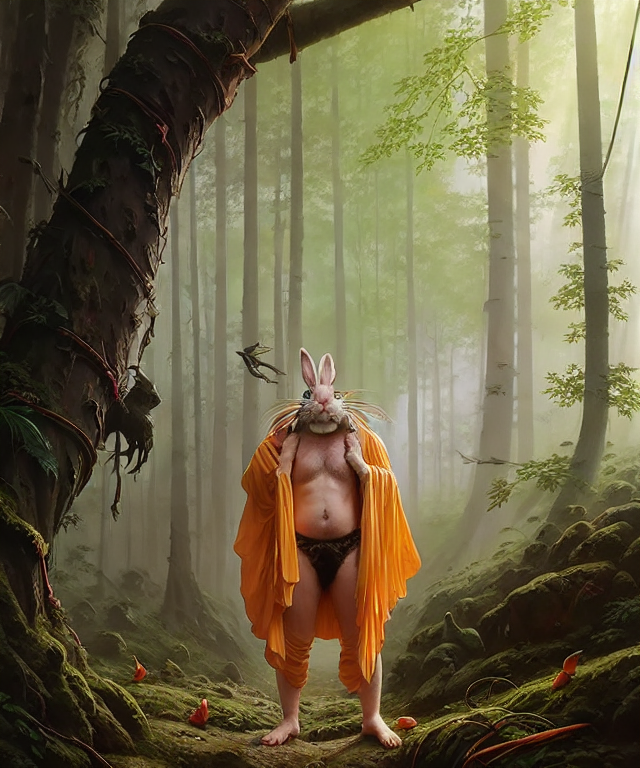 simondronet's tweet photo. j'essaye de générer des images de mon perso de D&amp;D et c'est pas que jojo (c'est un druide homme-lapin) https://t.co/3W0Ag22RNI