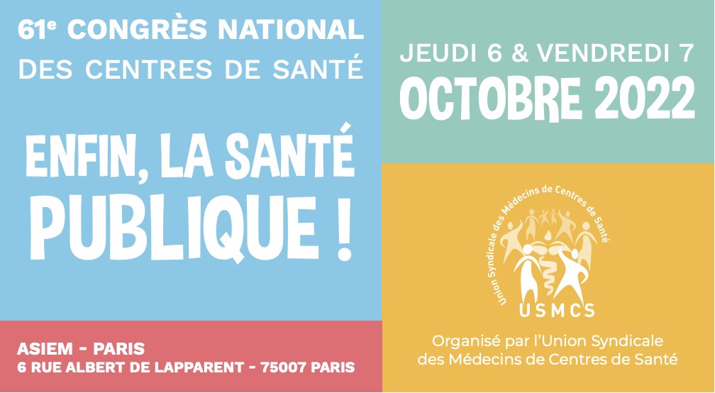 CGM_FR's tweet image. À vos agendas ! Retrouvez nos équipes #HelloDoc et #Aatlantide au 61e Congrès National des Centres de Santé les 6 et 7 octobre prochains ! Fil rouge de l’édition 2022 ? « Enfin, la santé publique ! »

📍 A.S.I.E.M Paris
👉 Inscriptions jusqu’au 4 octobre : bit.ly/3UxDb7g
