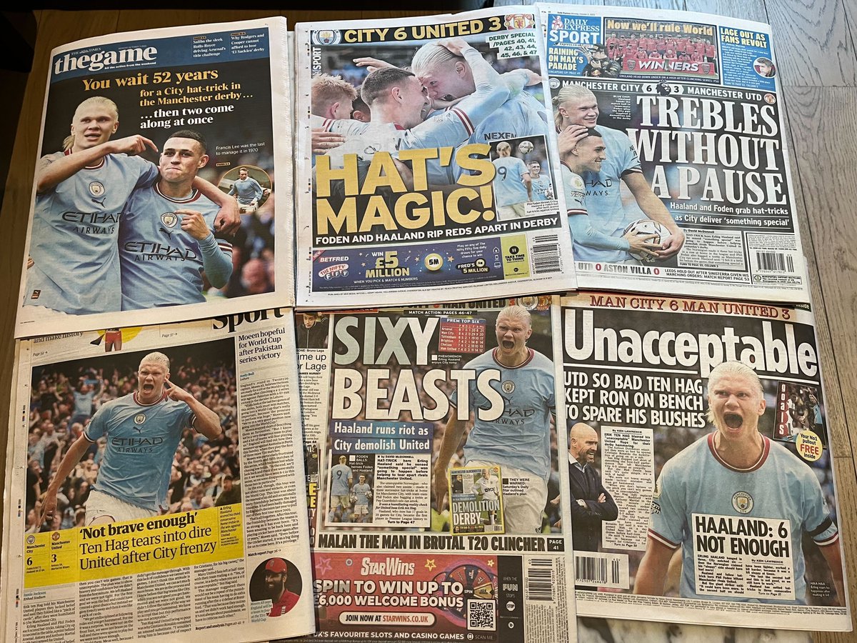 Haaland er overalt i dagens engelske aviser. Vi kjører en direktesending klokken 11.30 om verdens beste spiss. tv.vg.no/video/247304/d…