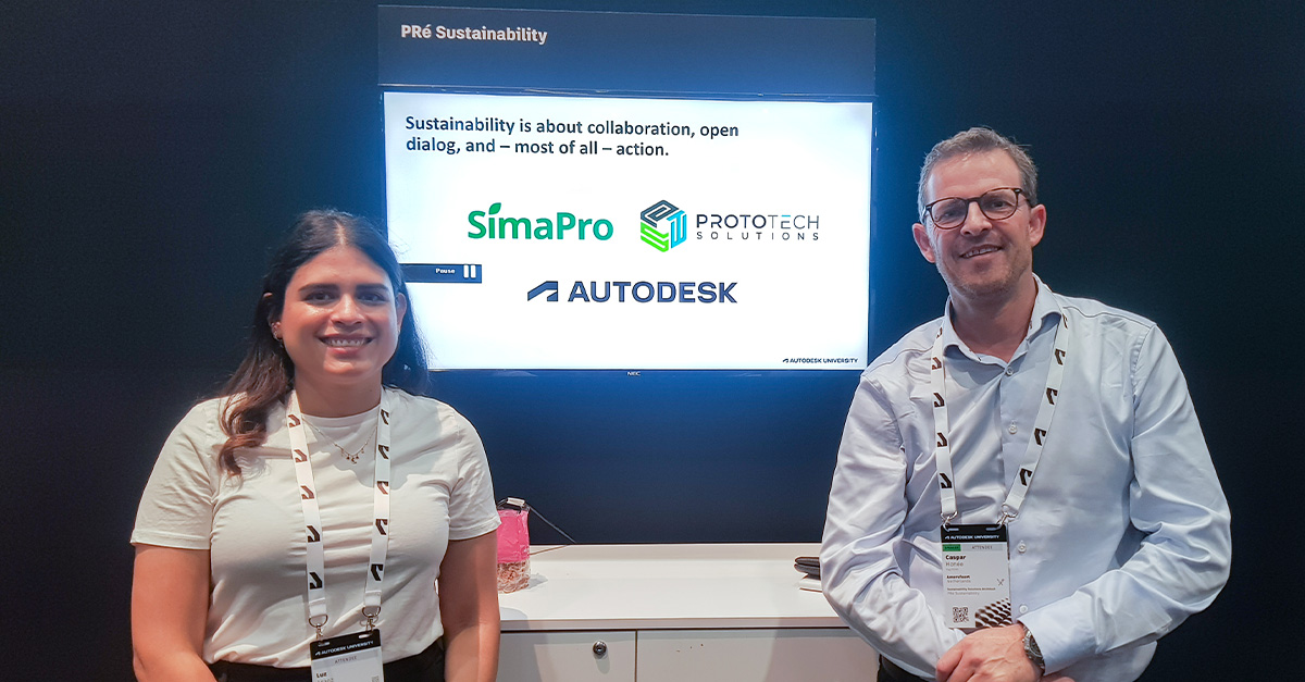 Members of our Digital Solutions team attended #AU2022 to present a tool still in development that addresses this need. Built in collaboration with @Autodesk and <a href="/ProtoTechSoln/">ProtoTech Solutions</a>, the tool powered by #SimaPro will empower designers with sustainability data during #productdesign.