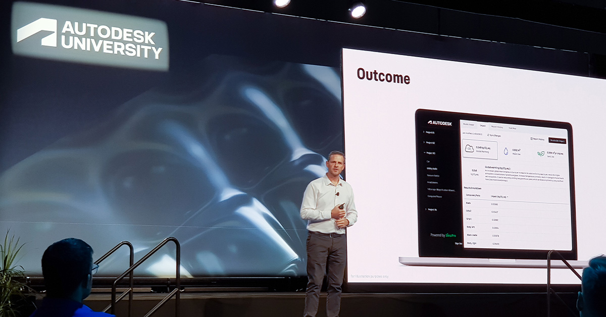 SimaProUpdates's tweet photo. Members of our Digital Solutions team attended #AU2022 to present a tool still in development that addresses this need. Built in collaboration with @Autodesk and @ProtoTechSoln, the tool powered by #SimaPro will empower designers with sustainability data during #productdesign. https://t.co/zofplmh5b8