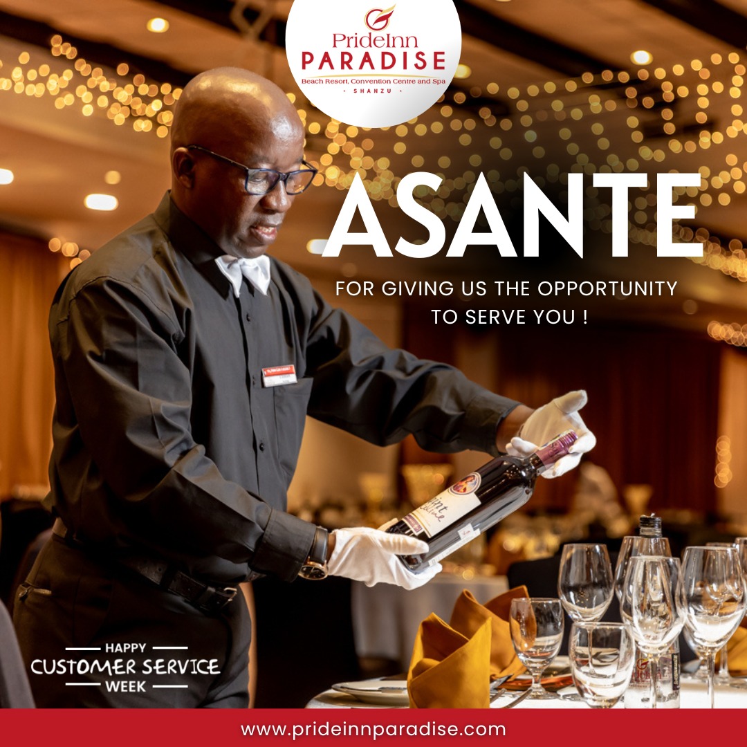 Happy Customer Service Week! A big thank you to all our clients and our associates. We appreciate you😊. Asante sana. 

#CustomerServiceWee2022 #CSWeek #PrideInnParadise #PrideInnHotels #Celebration #Appreciation #ThankYou