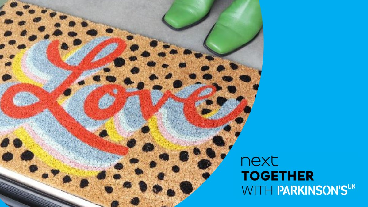 New addition to the fabulous @EleanorBowmer 'Let Love Shine' range from @nextofficial! Step out in style and make a difference with the new doormat, available online from today. Shop the full range here, 100% of profits go to Parkinson's UK 👉🏾prksn.uk/3EbWehB