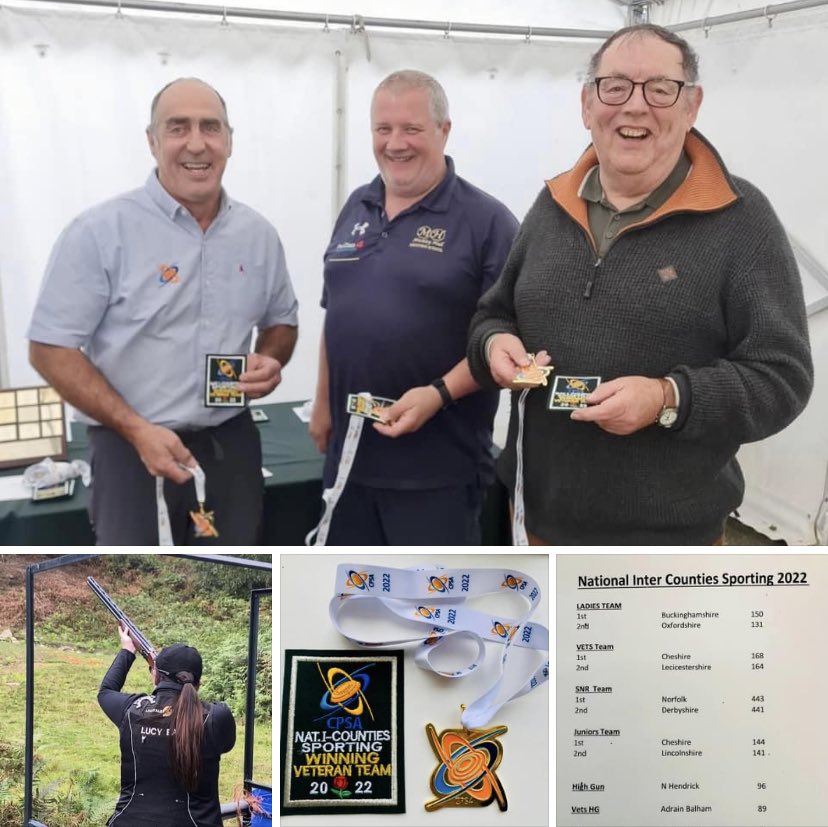 Well done to all who shot the National Inter-counties ESP at Doveridge &amp; thank you to the Cheshire shooters who gave up their time to represent their County.
🥇1st - Cheshire Vets Team Andy Jones, Guy Robinson &amp; Miles Machin
🥇1st - Cheshire Juniors Team Ed Morris &amp; Lucy Earl
