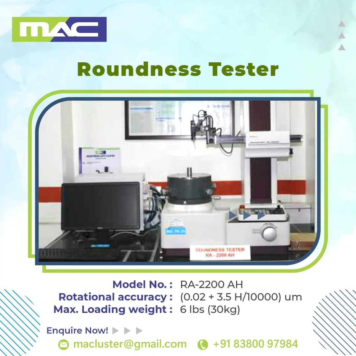 macaurangabad's tweet photo. Get top-class cost-effective inspection and quality testing services only at Mitutoyo Standard Room at #MAC.
There are various machines are available such as CMM, roundness tester, spectrometer, and many more!
Enquire Now!
#MarathwadaAutoCluster #Mitutoyo #standardroom https://t.co/foiBCGEkvo