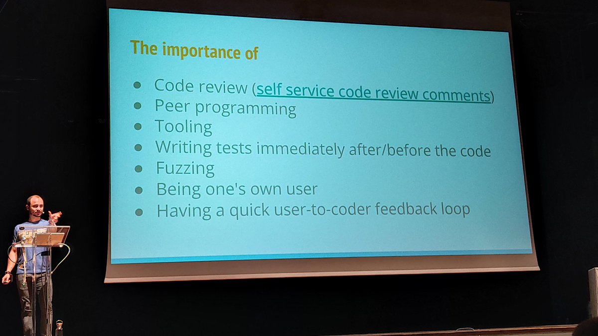 GuzmanTheGood's tweet photo. First talk on
#golab2022 by @empijei  about his experience doing code reviews and learning about the technology. Very useful tips #golang @TravelgateX Happy to see him on scenarios again. https://t.co/aZ1T9Vh7F1