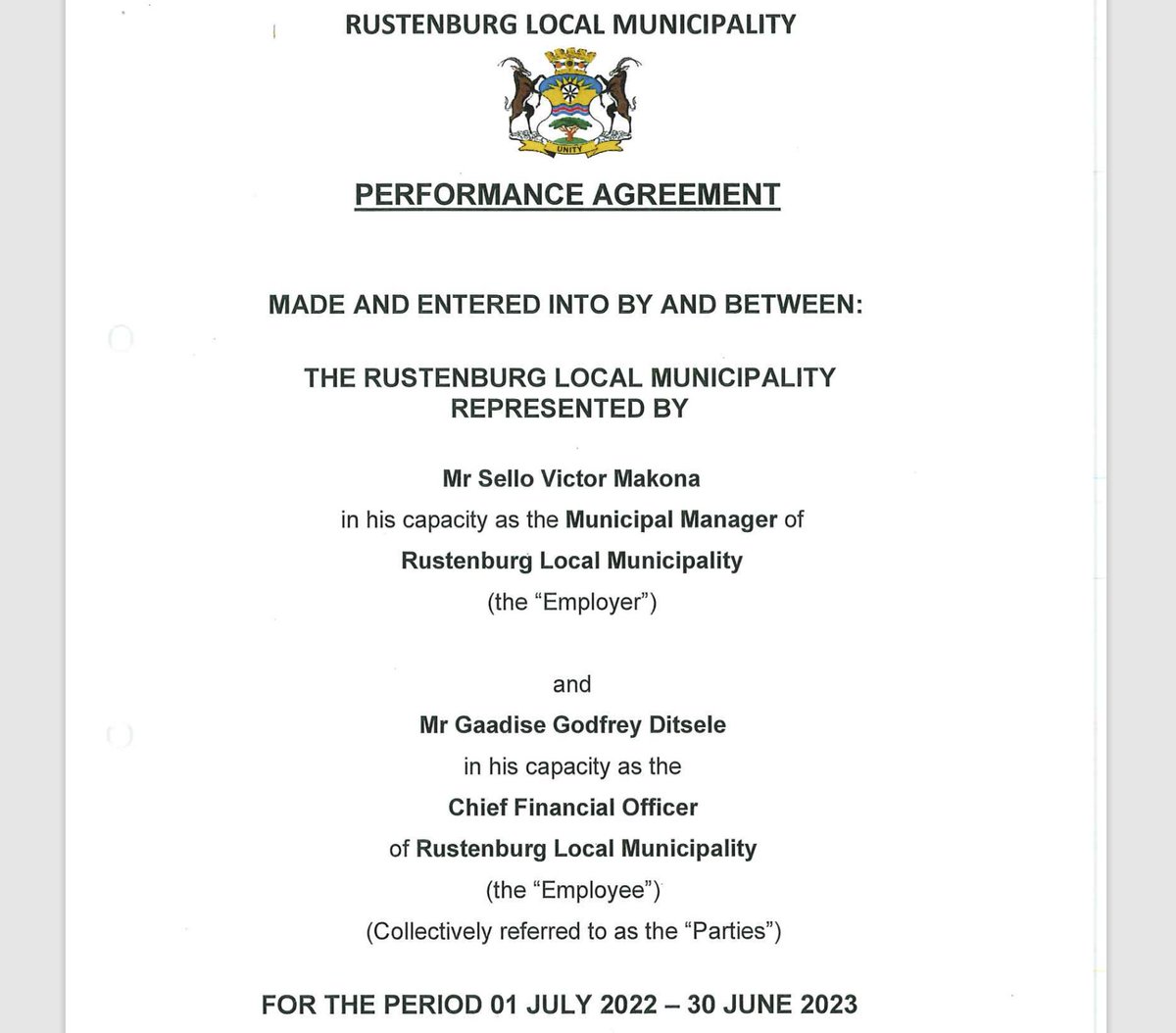 MunicipalNotice's tweet photo. Performance agreements for senior officials in Rustenburg for 2022/23 are now online 📈 👩‍💼

https://t.co/Zgobghqld6

#RustenburgNotice https://t.co/rqiej8hD14
