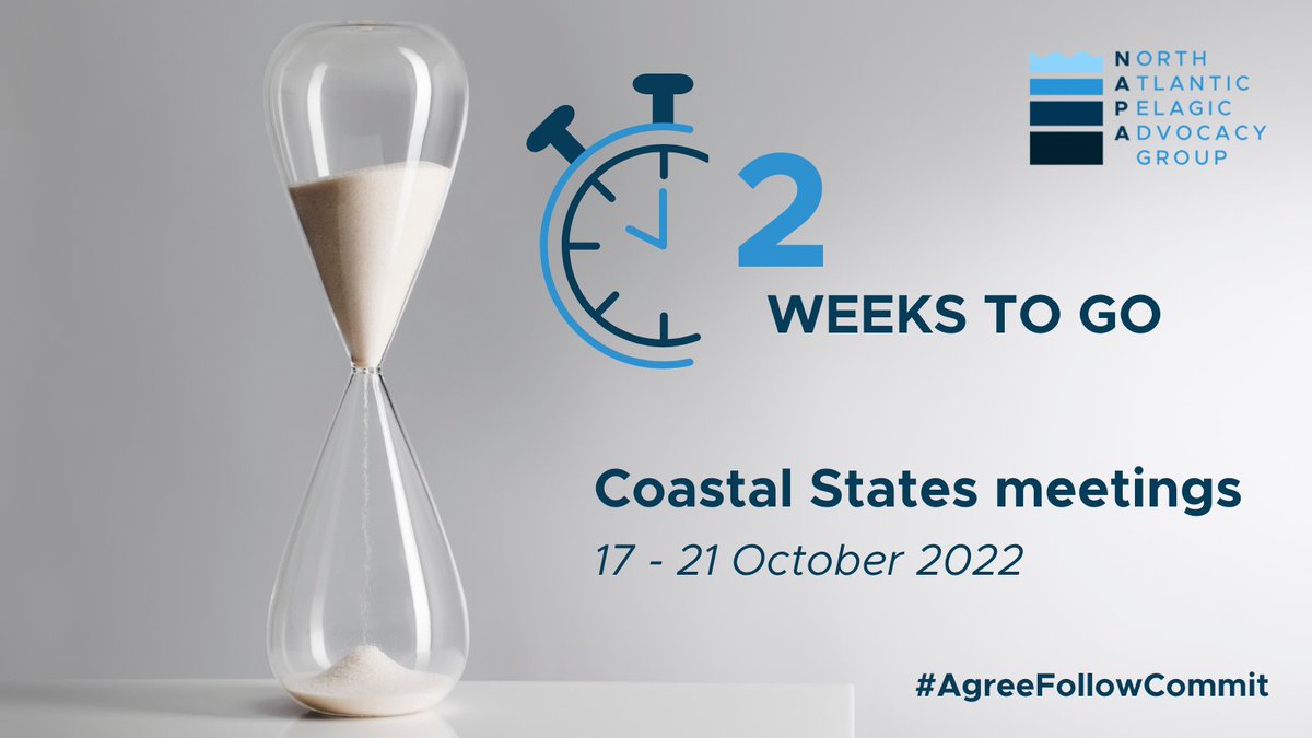NAPAfisheries's tweet photo. 2 weeks to go! The countdown to the 2022 #CoastalStates negotiations is on.
On 17-21 October, delegations from 7 Coastal States will gather to discuss stock status & quota shares for NE Atlantic #pelagics.
Weβre asking them to #AgreeFollowCommit.
Why? πhttps://t.co/50nOxyhmj2 https://t.co/OLucnqylZ8
