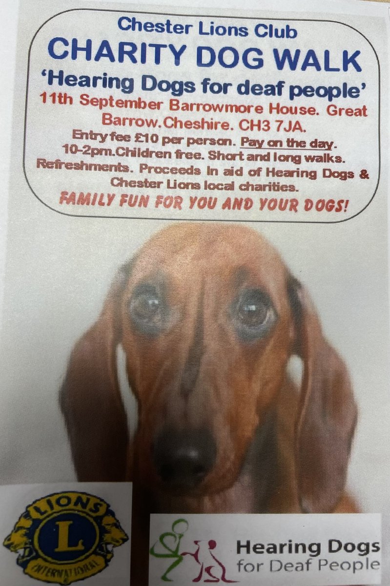 BarrowmoreUK's tweet photo. The date of the Chester Lions Club Charity Dog Walk has now changed to Sunday 20th November 2022. The walk starts at Barrowmore house and The Bluebell Café will be open to the public from 9.30am – 2.30pm🚶‍♀️☕ https://t.co/8MCfazKDeY