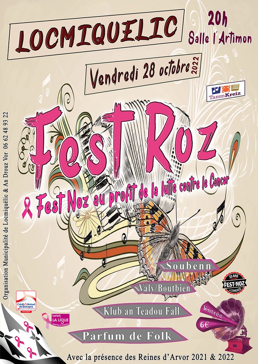 LCancer56's tweet photo. 🌸OCTOBRE ROSE🌸
🚨A VOS AGENDAS!🚨
🗓 Vendredi 28 Octobre 2022
📍Locmiquélic
🔉AU PROFIT DE LA Ligue contre le cancer du Morbihan!🫶
#octobrerose2022 #liguecontrelecancer #cd56 #musique #folk #detentetotale https://t.co/3I7Ux2I93i