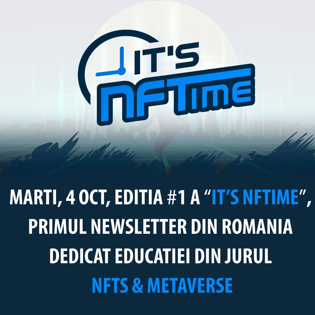 metaventis's tweet photo. 1/ Gm, frens,

Mâine dimineață apare ediția cu numărul #1 din newsletter-ul ‘It’s NFTime’, primul newsletter din România dedicat educației din jurul #NFTs &amp; Metaverse. 

Subscribe aici: https://t.co/Cd3cR2FrDd 

(#cefaciaziconteaza 🤫) https://t.co/XBmQvtVDcV