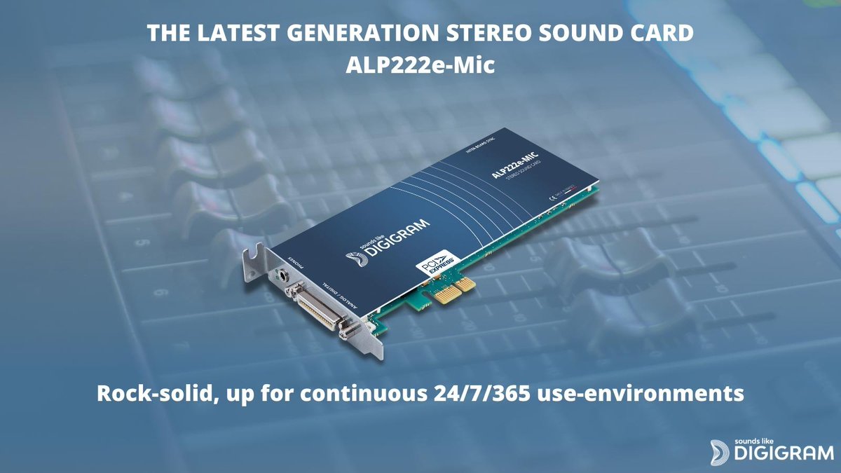 digigram's tweet photo. The universally acclaimed, unchanged @digigram features are still up to meet your challenges. Your favorite, trusted PCX and VX cards essentials still fuel the new Digigram ALP-X range. Meet the ALP222e-Mic designed for operating in continuous 24/7/365 use-environments.
#Digigram https://t.co/UvzT3W7CNg