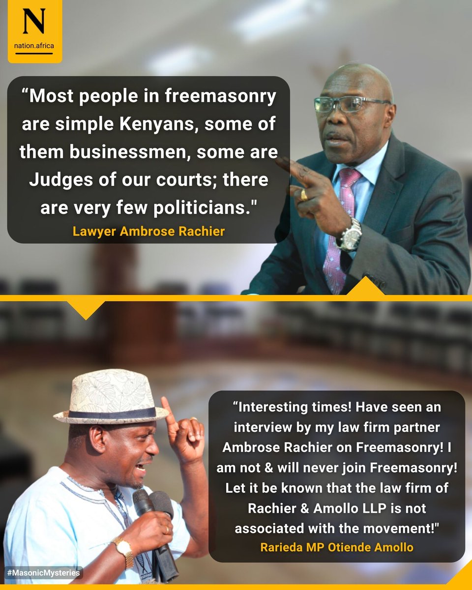NationAfrica's tweet photo. Otiende Amollo: I’m not a freemason, neither is my law firm 

https://t.co/oqoYim3M7q #MasonicMysteries https://t.co/RtLKQwMirq